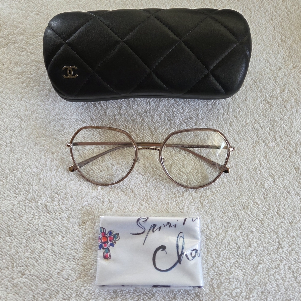 SOLD CHANEL CH2189 127 Eyeglasses Glitter Rose Gold Silver Metal 52mm 52-19-135